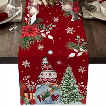 Рождественский Снеговик Снежинка Настольная дорожка Свадебное украшение для дома и кухни Годовой праздничный подарок Украшение Скатерть 150x33cm
