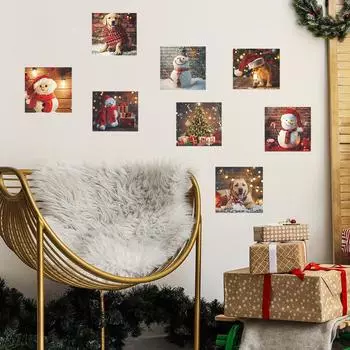 Рождественский снеговик собака рождественская елка спальня гостиная кабинет фон ландшафтный дизайн настенная наклейка 25*87CM*2PCS/fun-f231