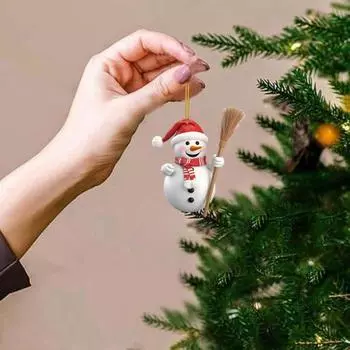 Рождественский снеговик, украшение, плоский акриловый подвесной декор, мультяшный снеговик, праздничная подвеска для рождественской елки, автомобильная дверь 1pc