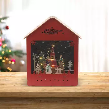 Рождественский снежный домик светящаяся сцена деревянная фигурка для дома S_Red