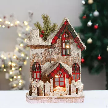 Рождественский снежный домик, светящийся бревенчатый домик, украшения, аксессуары, сделай сам, зимняя деревня Style A