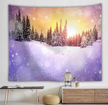 Рождественский снежный пейзаж, карета, гобелен, настенный пейзаж, искусство, простой гобелен, спальня, гостиная, украшение для дома, декор 95x73cm