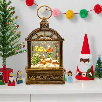 Рождественский снежный шар, фонарь, декоративные аксессуары, статуэтка, поющая музыкальная шкатулка для столешницы, оконных шкафов, рабочего стола в фермерском доме