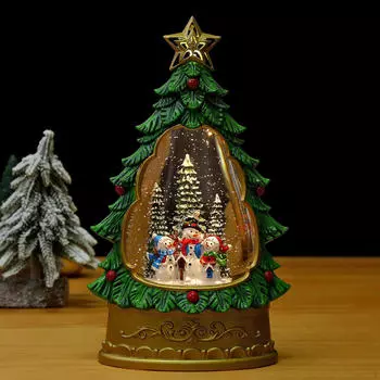 Рождественский снежный шар-фонарь, музыкальная настольная игрушка, музыкальная шкатулка, освещенная для праздника Рождества