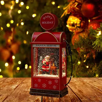 Рождественский Снежный Шар Фонарь Украшение Освещенный Ремесло Коллекционная Сверкающая Музыка Santa Deer