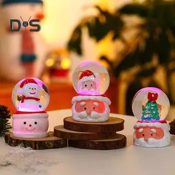 Рождественский снежный шар Санта-Клаус Снеговик на батарейках Прозрачный стеклянный шар Праздничный светящийся стеклянный шар Настольное украшение для рождественского подарка Домашний декор Random Style