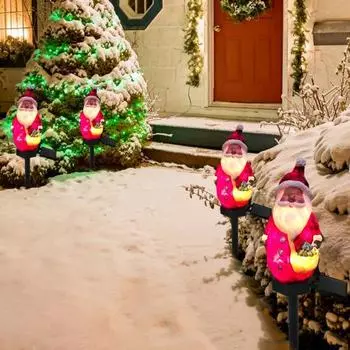 Рождественский солнечный светильник из смолы Санта-Снеговик фигурка садовый светильник простая установка на открытом воздухе Xmas Santa Claus