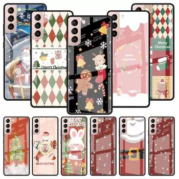 Рождественский стеклянный чехол со снежинками для Samsung Galaxy S22 S20 FE S21 5G S10 S9 Plus Note 10 20 Lite, закаленный чехол для телефона Samsung Note 10Lite