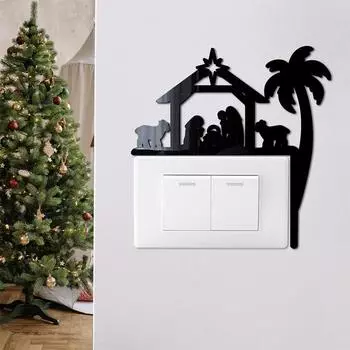 Рождественский стереоскопический переключатель украшения самоклеящиеся акриловые зеркальные настенные наклейки Главная S чёрный