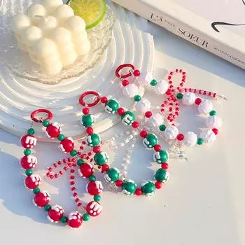 Рождественский стиль бисерная цепочка для мобильного телефона анти-потеря ремни для мобильного телефона сумка кулон украшение