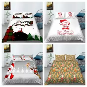 Рождественский стиль, чехол для постельного белья, комплект одеял с рисунком льда и снега, комплект для подростков и детей, один размер, декор из микрофибры для спальни UK Single 135x200cm