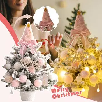 Рождественский стол Светодиодная рождественская елка Светящиеся елочные украшения Праздничные украшения Рождественские украшения Украшения для стола Украшения One Size розовый