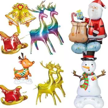 Рождественский стоячий алюминиевый фольгированный воздушный шар лось снеговик новогодняя елка детские надувные игрушки украшения на день рождения 1pc (color random)