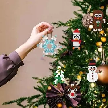Рождественский строительный блок подвесное украшение Санта-Клаус Лось Снеговик Снежинка Венок Подарочная коробка Медведь Пингвин Рождественская елка подвесное украшение Подвеска D