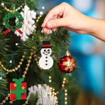 Рождественский строительный блок подвесное украшение Санта-Клаус Лось Снеговик Снежинка Венок Подарочная коробка Медведь Пингвин Рождественская елка подвесное украшение Подвеска D