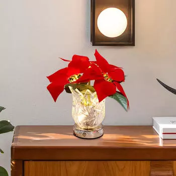 Рождественский светодиодный цветочный горшок с украшением на столешницу, как у живого существа