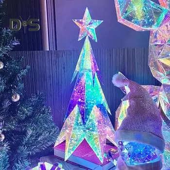 Рождественский светодиодный ночник в виде оленя, рождественская елка, декоративный 3D-светодиодный светильник, настольная лампа ручной работы, праздничное украшение A