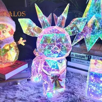 Рождественский светодиодный ночник в виде оленя, рождественская елка, декоративный 3D-светодиодный светильник, настольная лампа ручной работы, праздничное украшение A