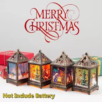 Рождественский светодиодный светильник, креативный ночник, ретро ветровой фонарь, Рождественские настольные украшения, огни A