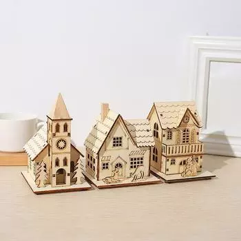 Рождественский световой домик, деревянные фигурки, Рождественская деревня, украшение для дома, рождественские подарки, Новый год