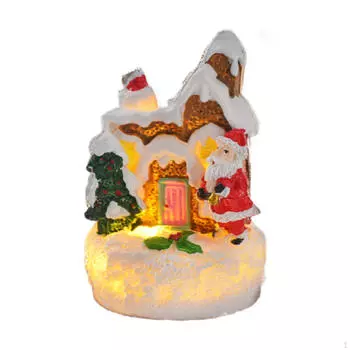 Рождественский светящийся дом, настольное украшение, миниатюрная снежная сцена, Санта-Клаус Style A