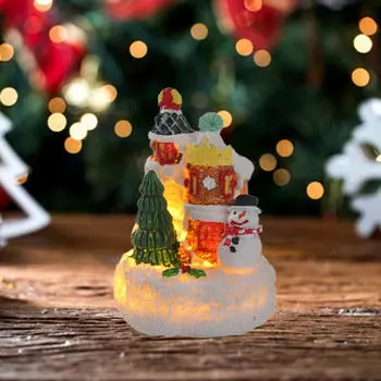 Рождественский светящийся дом Зимняя сцена Здание Настольный орнамент Праздник для жизни