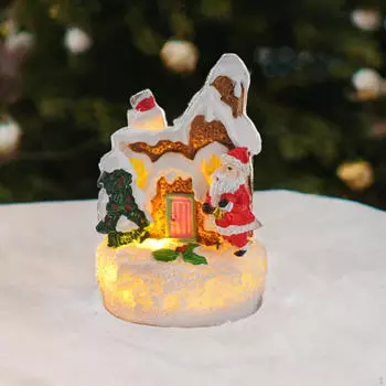 Рождественский светящийся домик коллекционный с фигуркой Санта-Клауса из светящейся деревни Style A