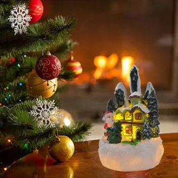 Рождественский светящийся домик, миниатюрная фигурка Санта-Клауса, праздник для Green House