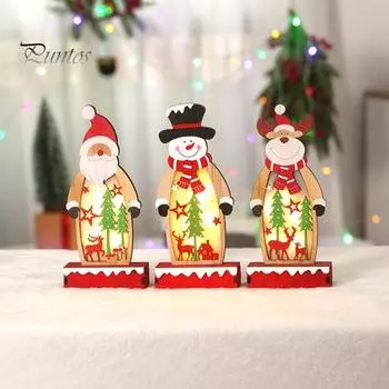 Рождественский светящийся орнамент Креативная форма Очаровательный внешний вид Гладкие края без заусенцев Не яркие на батарейках Светодиодный снеговик Лось Декор для рабочего стола Snowman