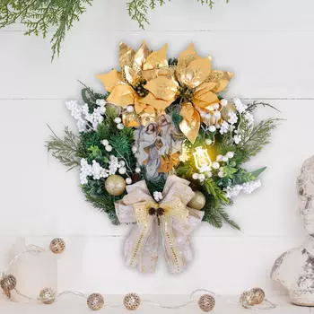 Рождественский светящийся венок Иисуса, рождественская наружная праздничная гирлянда для входной двери фермерского дома