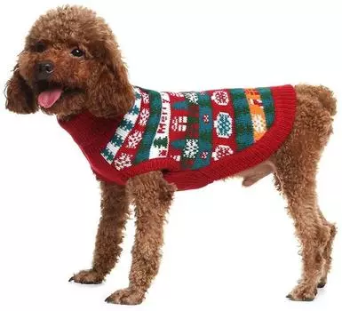 Рождественский свитер для собак, зимняя одежда с яркими узорами из снежинок, мягкий трикотаж, сохраняет тепло S разноцветный
