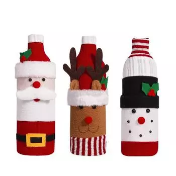 Рождественский свитер из винной бутылки, вязаный рождественский декор для винной бутылки, стильное и изысканное украшение стола для рождественских праздников CHINA