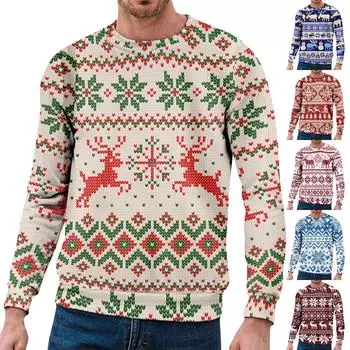 Рождественский свитер с длинным рукавом с 3D принтом, креативная пара, осенне-зимнее пальто с круглым вырезом для вечеринки XXXL розовый