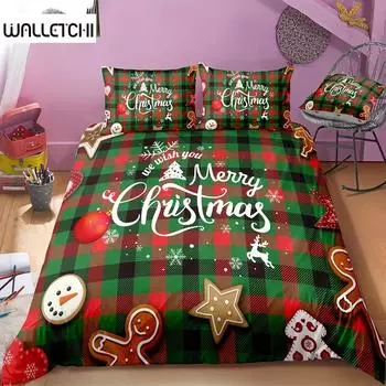 Рождественский тематический комплект постельного белья с принтом рождественской елки и снежинки, мягкий дышащий пододеяльник для декора спальни 135X200cm