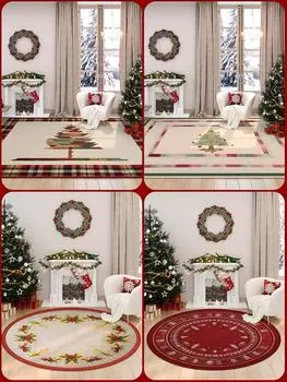 Рождественский тематический ковер круглый для гостиной спальни нескользящий декоративный коврик прямоугольный входной коврик можно изготовить по индивидуальному заказу 40x60cm Small size