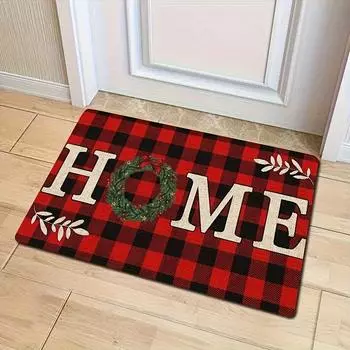 Рождественский тематический приветственный коврик, нескользящий коврик для спальни, кухни, ванной комнаты, полиэстеровый коврик для дома и улицы, клетчатый домашний ковер 40x60cm Felt