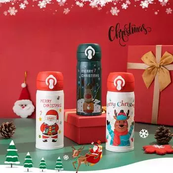 Рождественский термос высокого уровня для девочек, симпатичная портативная прыгающая кружка для воды, подарочная кружка из нержавеющей стали 300ml