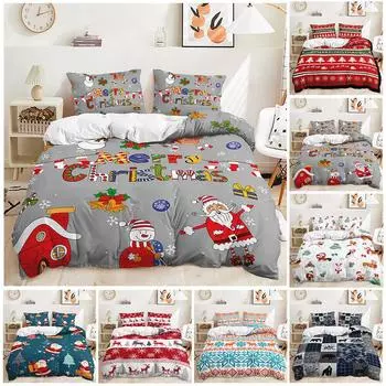 Рождественский ультрамягкий комплект одеял Doona, одинарный, двойной, королева, король, рождественский подарок Single 135x200cm
