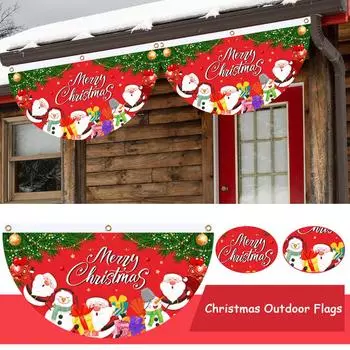 Рождественский уличный веерообразный флаг-баннер Счастливого Рождества для дома Новый 2025 Navidad Xmas Noel или I1N4 Red-1pcs