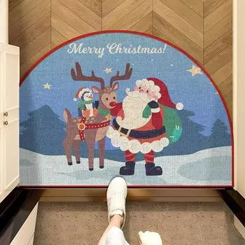 Рождественский утолщенный коврик для входа, пыленепроницаемый и нескользящий, праздничный рождественский декоративный коврик для входа 40 * 60cm [silk ring]