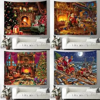 Рождественский узор гобелен для дома, спальни, гостиной, настенное украшение, рождественская тема гобелен 100x75cm