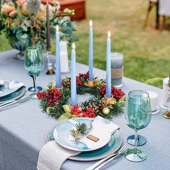 Рождественский венок 12 дюймов многоразовый искусственный венок из сосновых иголок с 4 подсвечниками Рождественский венок с лентой шишки ягоды для дома C