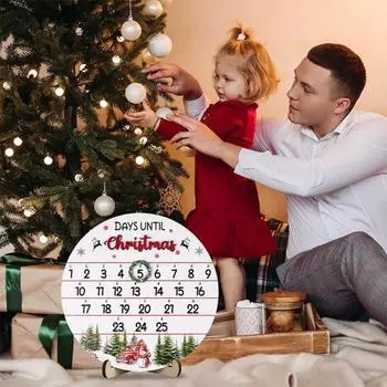 Рождественский венок Адвент Деревянный календарь 2024 Дней до Рождества Дверная приветственная табличка Обратный отсчет Украшение Настенный подвесной номер Дата Знак A