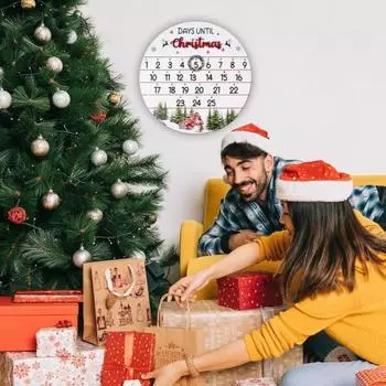 Рождественский венок Адвент Деревянный календарь 2024 Дни до Рождества Приветственная табличка Обратный отсчет