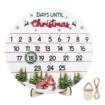 Рождественский венок Адвент Деревянный календарь 2024 Дни до Рождества Приветственная табличка Обратный отсчет Украшения