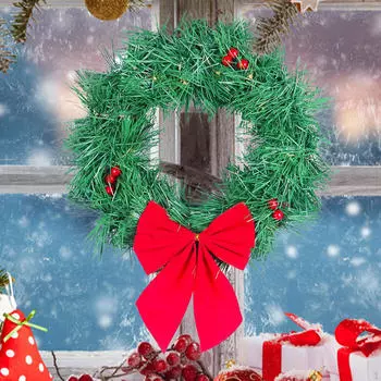 Рождественский венок для автомобиля с гирляндами и бантом, аксессуары для внедорожника, светодиоды для камина Without Berries