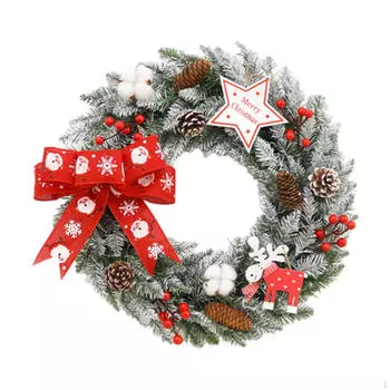 Рождественский венок для украшения входной двери. Сезонная гирлянда. Традиционное подвесное украшение. 40cm