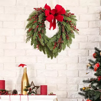 Рождественский венок для вечеринки на входной двери, настенное украшение для гостиных