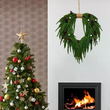 Рождественский венок для входной двери, искусственные праздничные принадлежности, рождественская праздничная гирлянда Green
