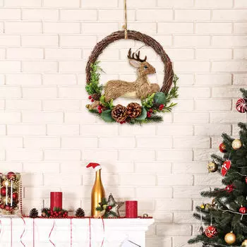 Рождественский венок для входной двери, венок, гирлянда, Brown Elk